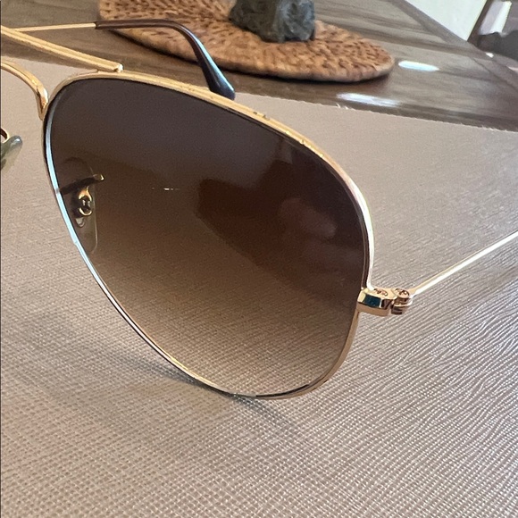 Ray-Ban Gold and Brown Aviator Sunglasses main image 6